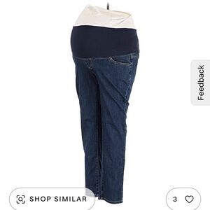 Women’s Straight-Leg Maternity Jeans in Dark Blue with Navy Panel